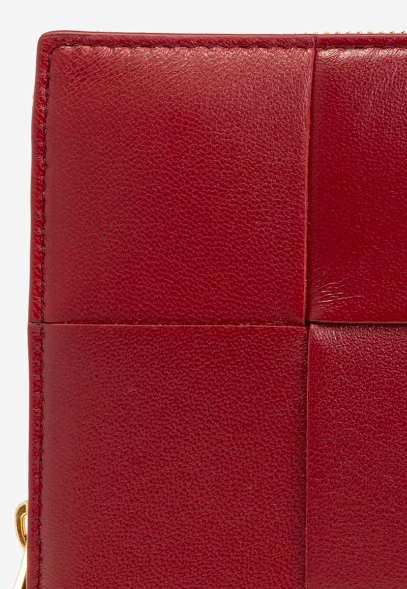 Bottega Veneta Cassette Intreccio Leather Zip-Around Wallet Dark Red 750259 VCQC8-6336