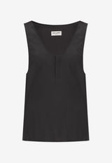 Saint Laurent U-neck Silk Sleeveless Top Gray 789945 Y7I22-4280