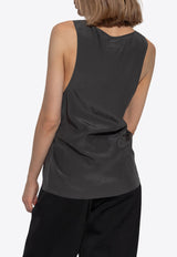 Saint Laurent U-neck Silk Sleeveless Top Gray 789945 Y7I22-4280