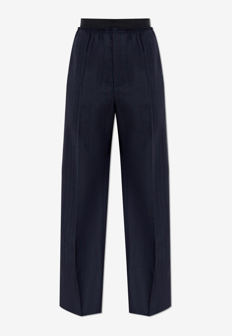 Bottega Veneta Wide-Leg Wool Striped Pants Blue 792942 V36K0-1155