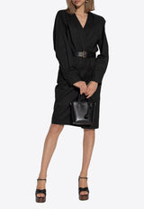 Saint Laurent V-neck Belted Wrap Dress Black 792010 Y7I17-1000