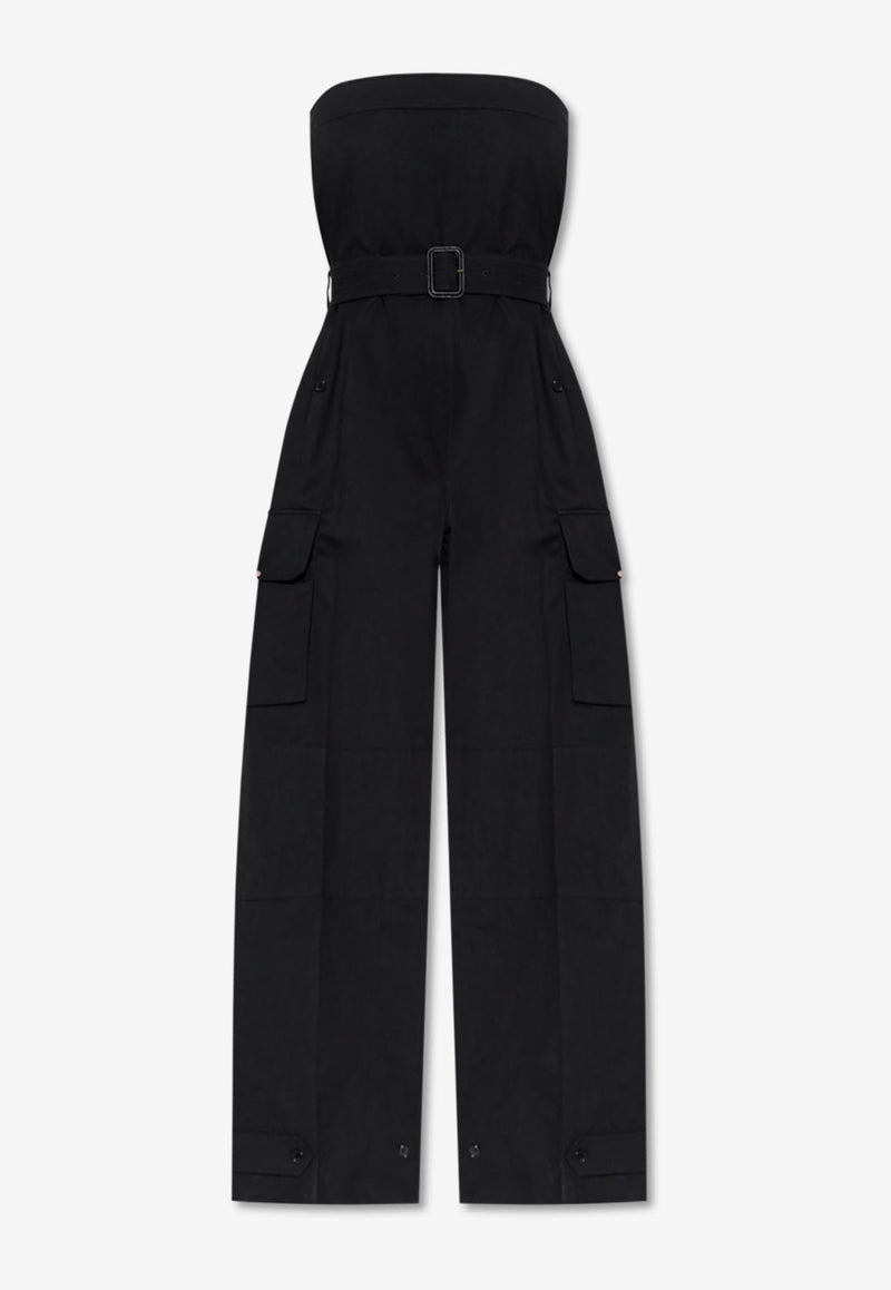 Saint Laurent Cassandre Embroidered Strapless Jumpsuit Black 789862 Y1A62-1000