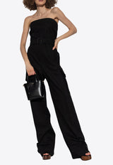 Saint Laurent Cassandre Embroidered Strapless Jumpsuit Black 789862 Y1A62-1000