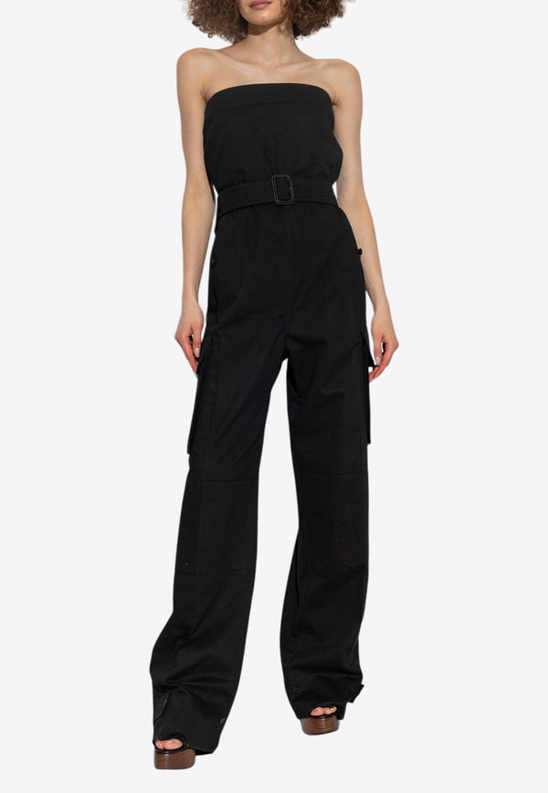 Saint Laurent Cassandre Embroidered Strapless Jumpsuit Black 789862 Y1A62-1000