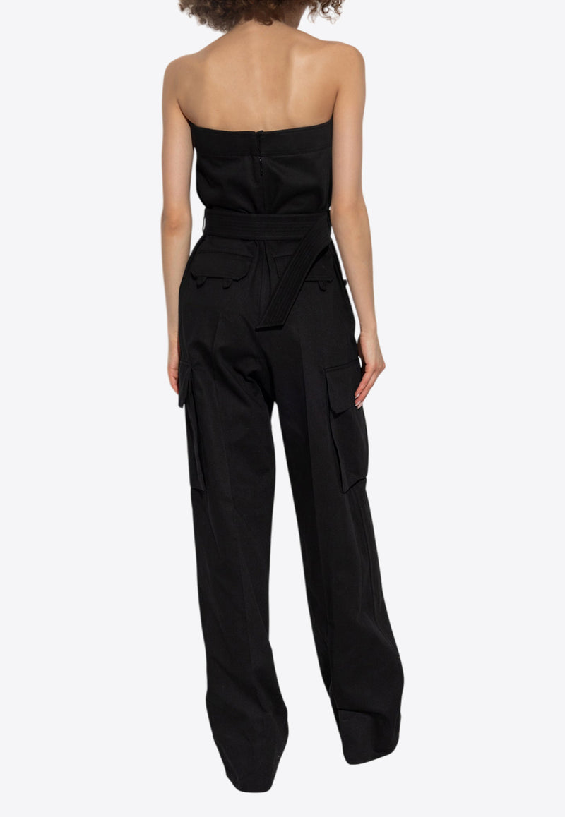 Saint Laurent Cassandre Embroidered Strapless Jumpsuit Black 789862 Y1A62-1000