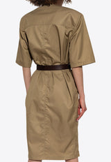 Saint Laurent Saharienne Button-Up Belted Dress Beige 790089 Y3A99-2611