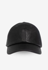 Saint Laurent Cassandre Logo Leather Cap Black 792961 3YP69-1000