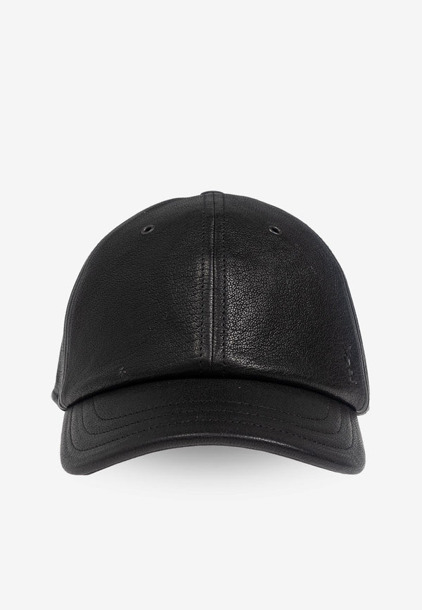 Saint Laurent Cassandre Logo Leather Cap Black 792961 3YP69-1000