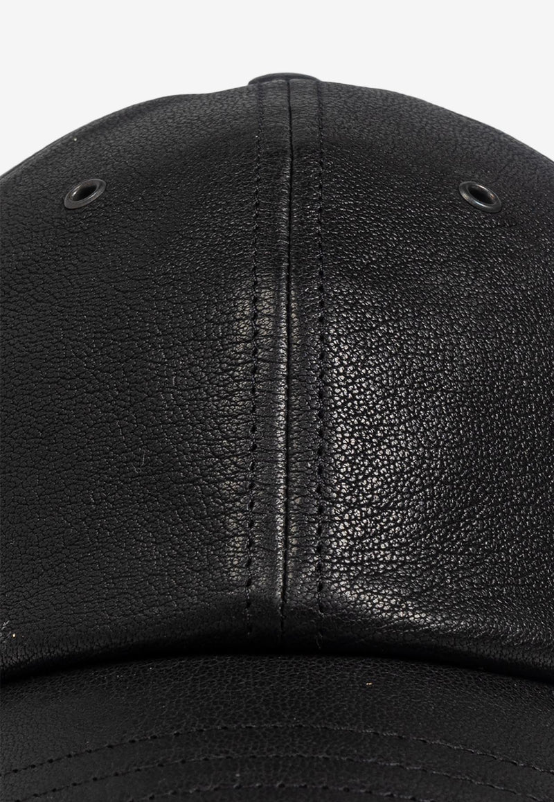 Saint Laurent Cassandre Logo Leather Cap Black 792961 3YP69-1000