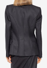 Alexander McQueen Single-Breasted Pinstripe Wool Blazer Gray 798500 QJAEI-1124