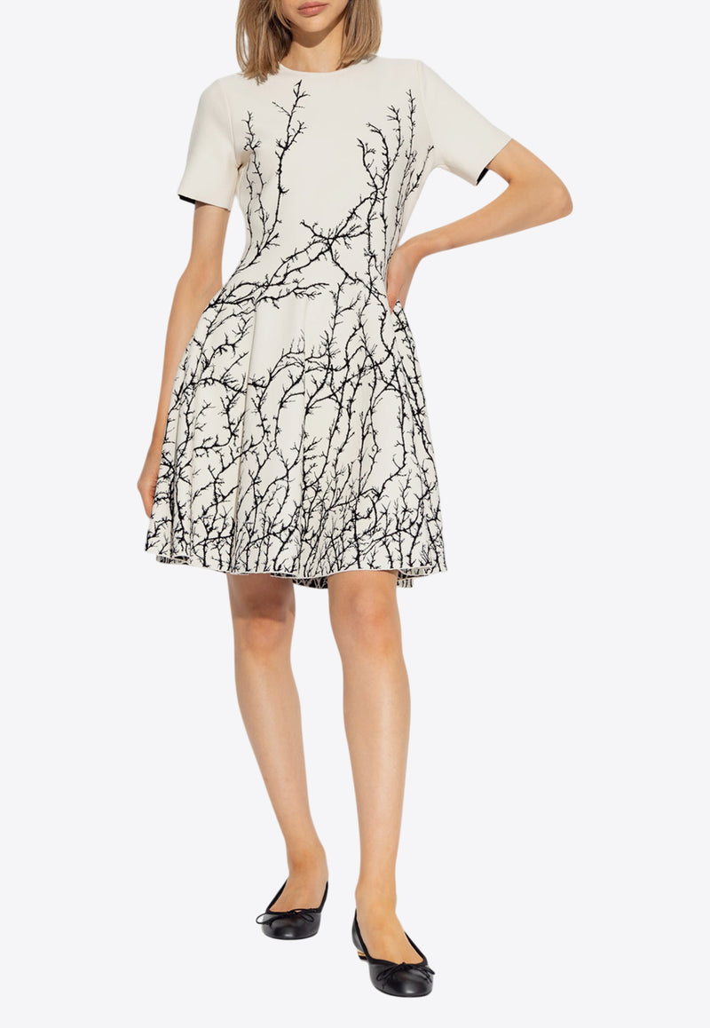 Alexander McQueen Thorn Branches Jacquard Mini Dress White 798370 Q1BAU-9009