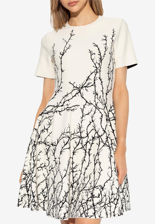 Alexander McQueen Thorn Branches Jacquard Mini Dress White 798370 Q1BAU-9009