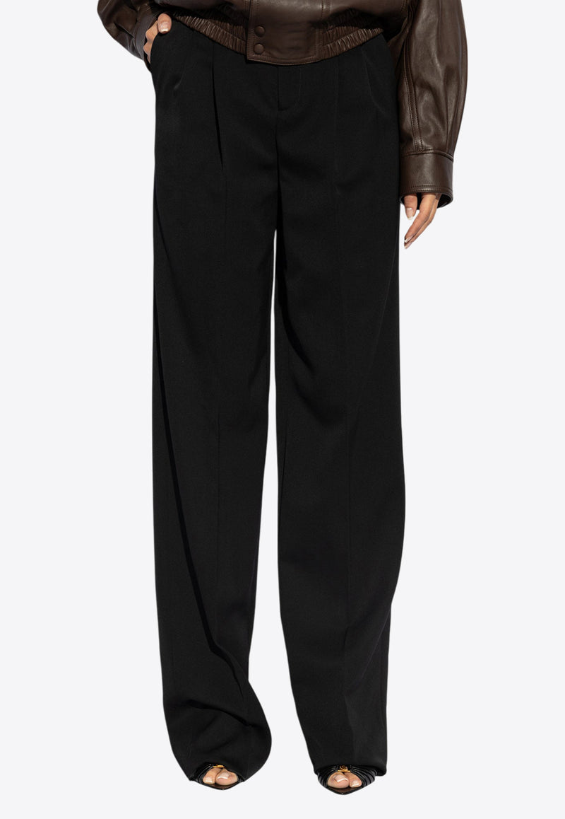 Saint Laurent High-Rise Wide-Leg Wool Pants Black 796875 Y7E63-1000