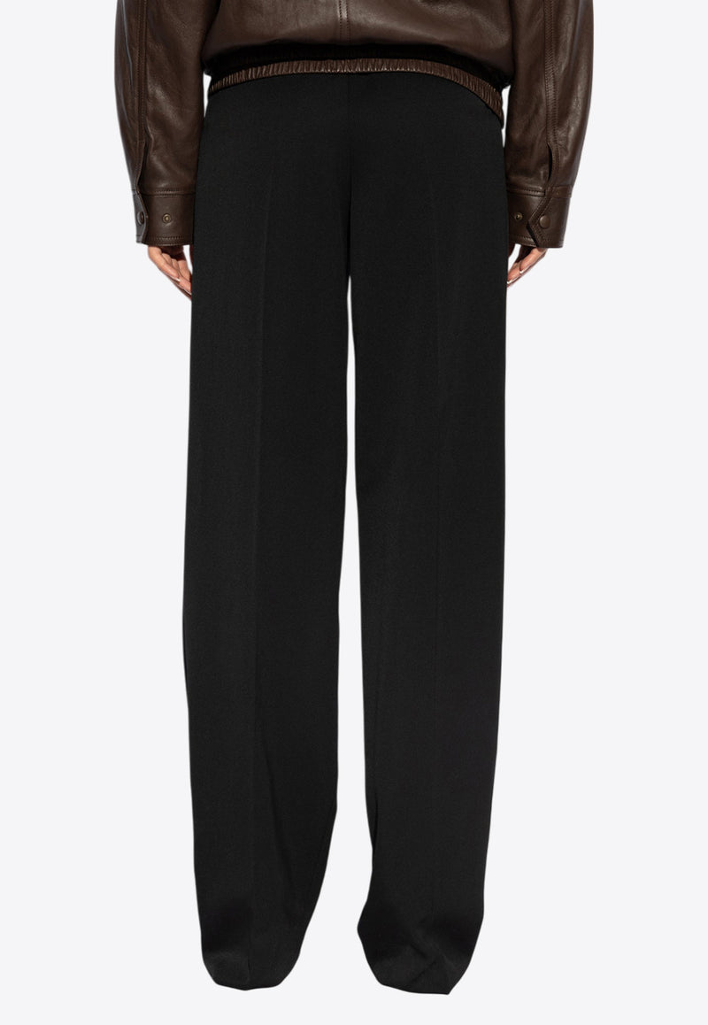 Saint Laurent High-Rise Wide-Leg Wool Pants Black 796875 Y7E63-1000