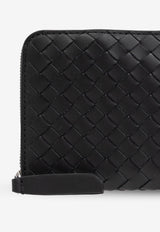 Bottega Veneta Intrecciato Piccolo Leather Zip-Around Wallet Black 796967 V4LQ1-8803