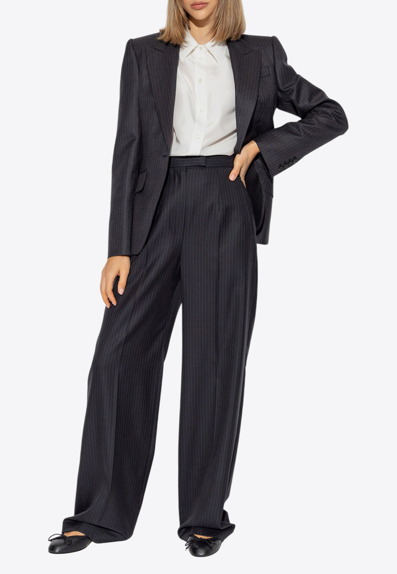 Alexander McQueen High-Rise Pinstripe Tailored Pants Black 798477 QJAEI-4100