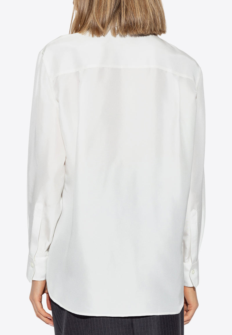 Alexander McQueen Long-Sleeved Silk Shirt White 798274 QBACQ-9015