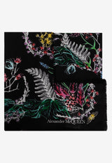 Alexander McQueen Fern Skull Wool Scarf Black 798807 3222Q-1078