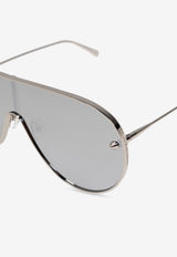 Alexander McQueen Metal Studs Mask Sunglasses Silver 803365 I3310-1273