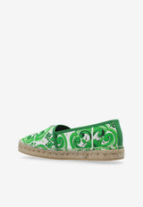 Dolce & Gabbana Majolica Print Canvas Espadrilles Green A50502 AV362-HU3TN