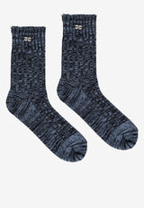 GANNI Wool-Blend Ribbed Socks Blue A6191 5896-766