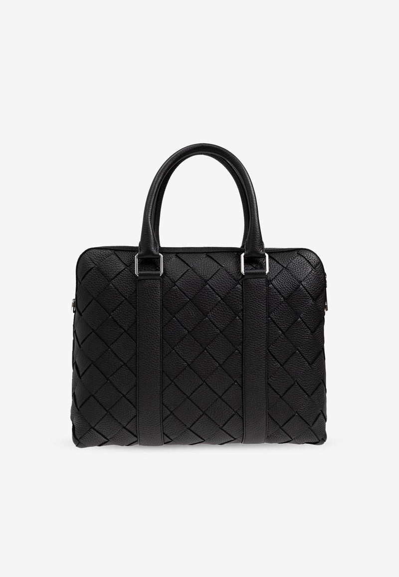 Bottega Veneta Slim Intrecciato Leather Briefcase Black 799765 V4G31-8803