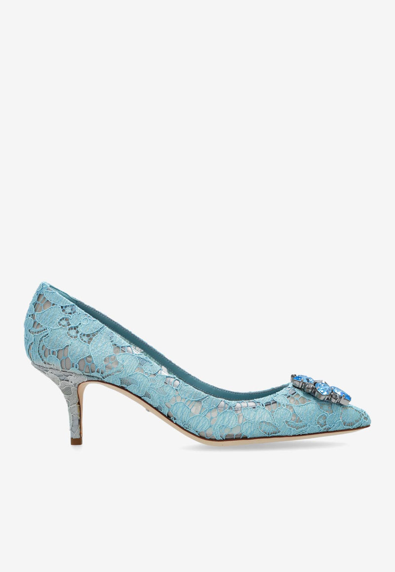 Dolce & Gabbana Bellucci 60 Crystal Embellished Lace Pumps Light Blue CD0066 AL198-80605