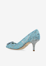 Dolce & Gabbana Bellucci 60 Crystal Embellished Lace Pumps Light Blue CD0066 AL198-80605