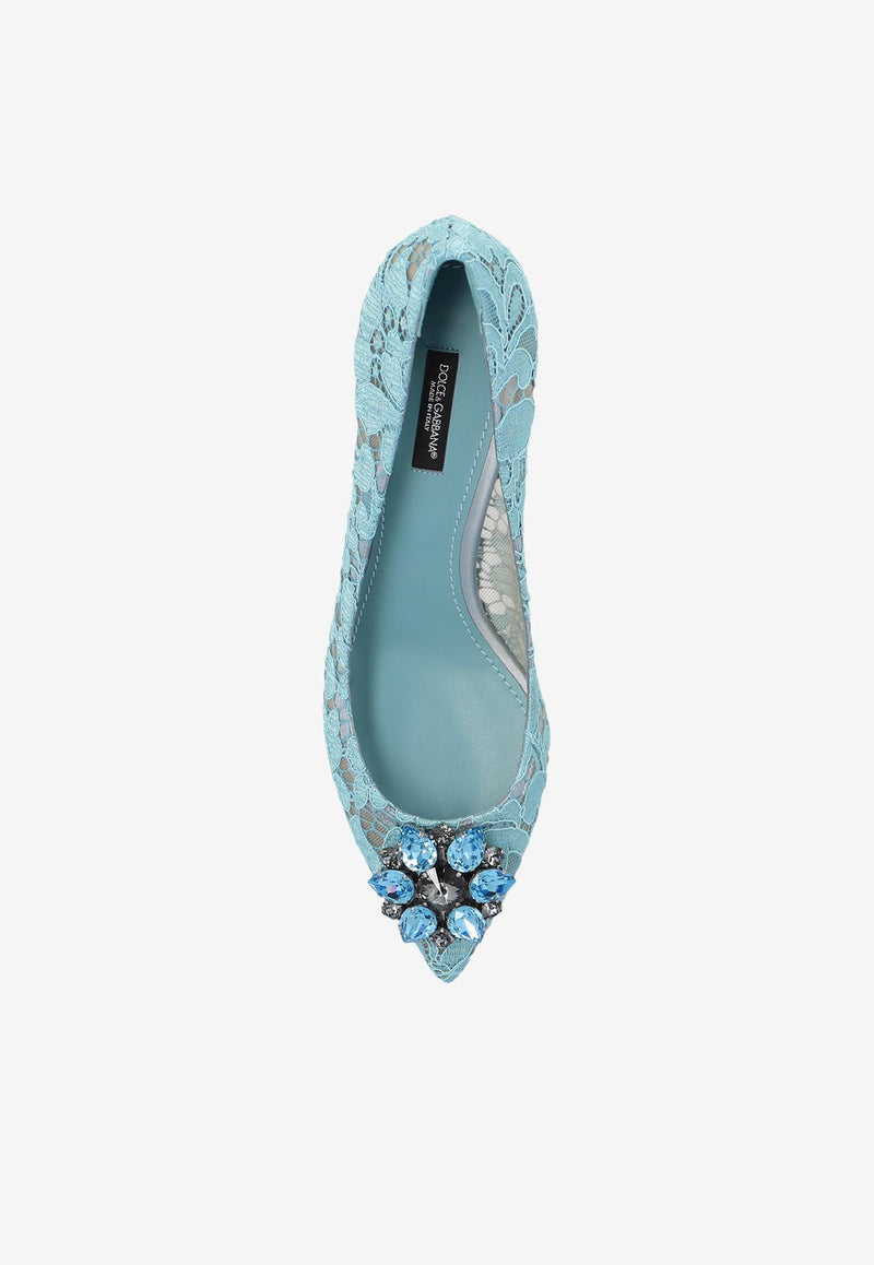 Dolce & Gabbana Bellucci 60 Crystal Embellished Lace Pumps Light Blue CD0066 AL198-80605