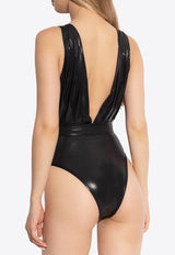 Balmain Deep V-neck One-Piece Swimsuit Black BKBU72140 0-001