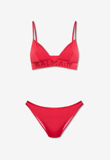 Balmain Rhinestone Logo Bikini Red BKB802130 0-600