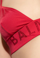 Balmain Rhinestone Logo Bikini Red BKB802130 0-600