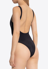 Balmain Logo Embroidered One-Piece Swimsuit Black BKBG72100 0-001