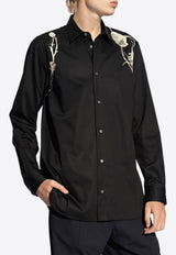 Alexander McQueen Pressed Flower Harness Long-Sleeved Shirt Black 795131 QNAAR-1001