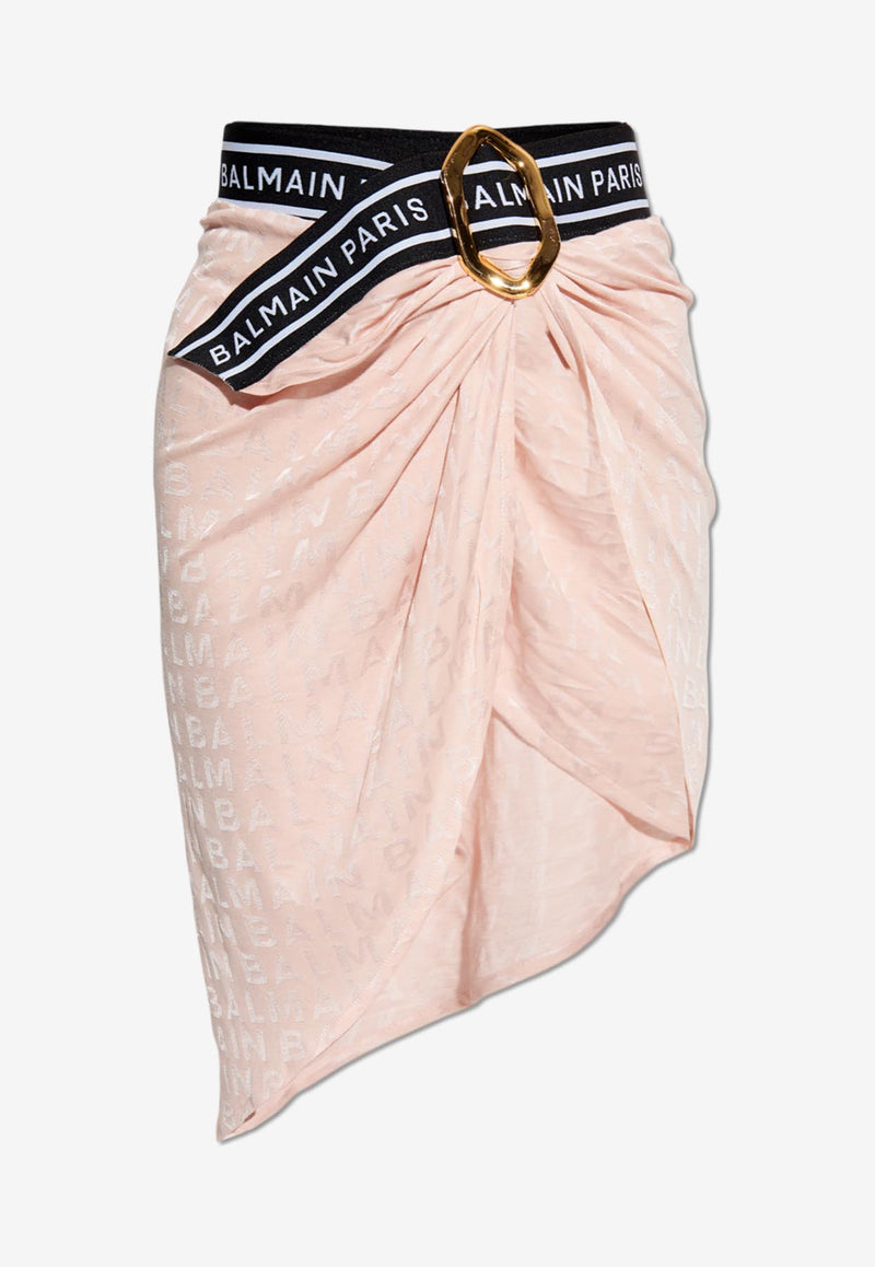 Balmain Asymmetric Viscose-Blend Sarong Pink BKG432120 0-651