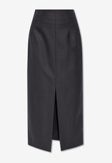 Alexander McQueen Striped Wool Midi Skirt Gray 798300 QJAEI-1124