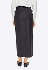 Alexander McQueen Striped Wool Midi Skirt Gray 798300 QJAEI-1124