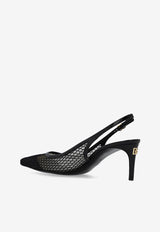 Dolce & Gabbana Lollo 60 Patent Leather and Mesh Slingback Pumps Black CG0632 AG883-8B956