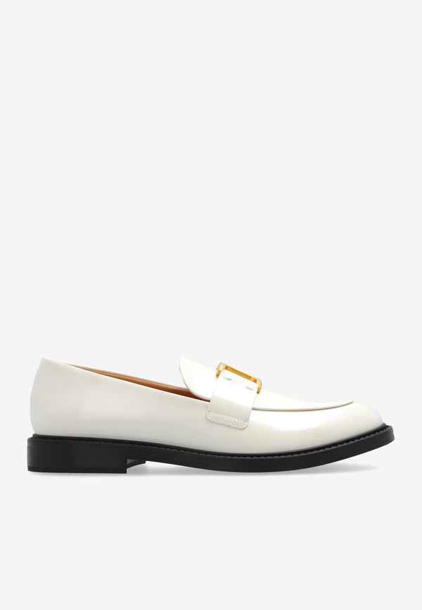 Chloé Marcie Shiny Leather Loafers Cream CHC24A03Z MZ-122