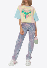 Balmain Palm Tree Print Boyfriend Jeans Blue DF1MK015 DE64-6FF