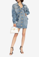 Balmain Mini Denim Dress Blue DF1R2365 DE53-6FC