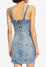 Balmain Mini Denim Dress Blue DF1R2365 DE53-6FC