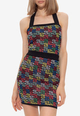 Balmain Pop Monogram Knit Halter Top Multicolor DF1AA001 KG80-AAA