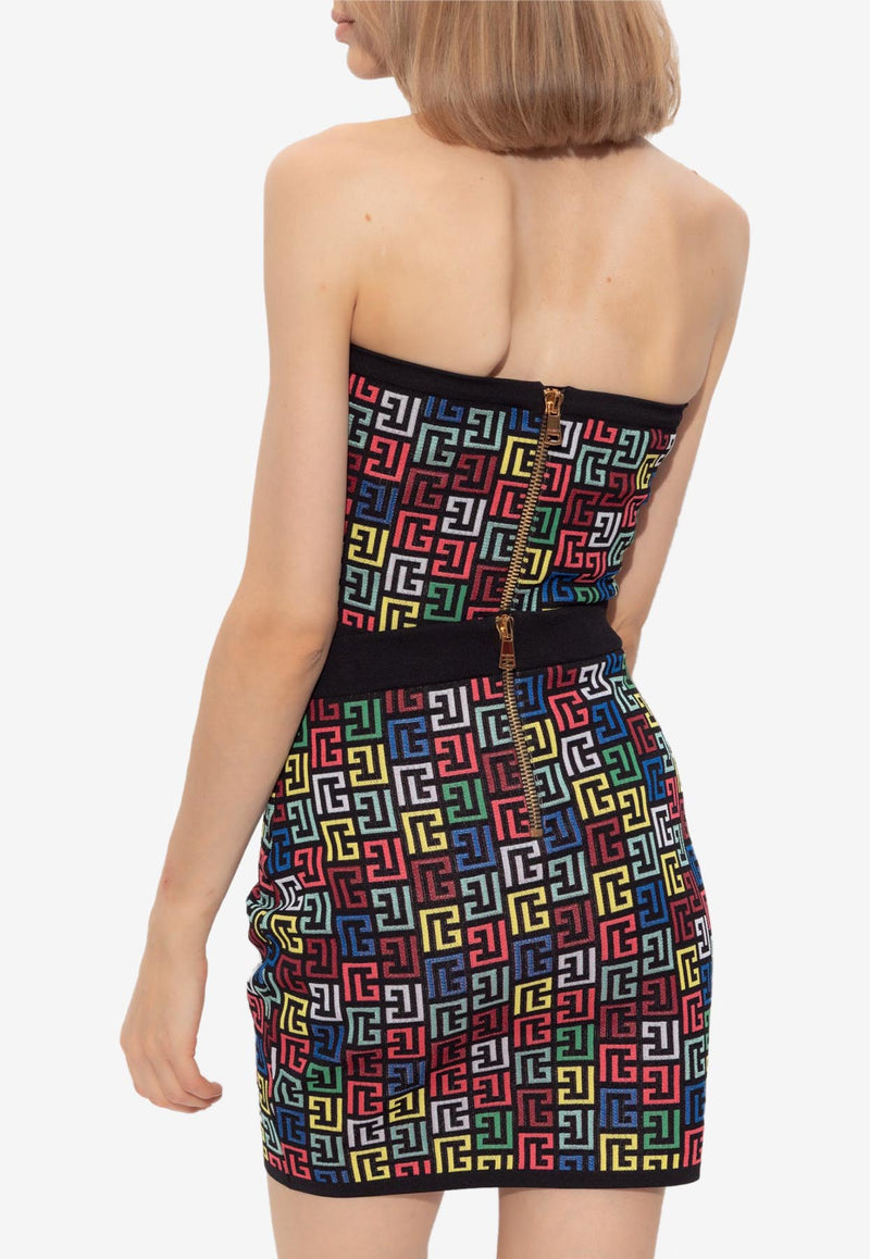 Balmain Pop Monogram Knit Halter Top Multicolor DF1AA001 KG80-AAA