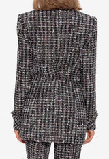 Balmain Single-Breasted Tweed Blazer Gray DF1SE096 XJ24-EAH