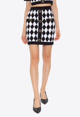 Balmain Diamond Intarsia Knit Mini Skirt Monochrome DF1LB292 KG66-EAB