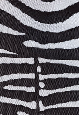 Balmain Zebra Print Cropped Cardigan Monochrome DFAKL195 KH03-EAB