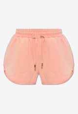 Balmain Logo Embroidered Drawstring Shorts Pink DF1OA041 BC76-OIQ