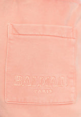 Balmain Logo Embroidered Drawstring Shorts Pink DF1OA041 BC76-OIQ