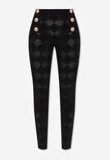 Balmain Diamond Knit Leggings Black DF1PD009 KG69-0PA